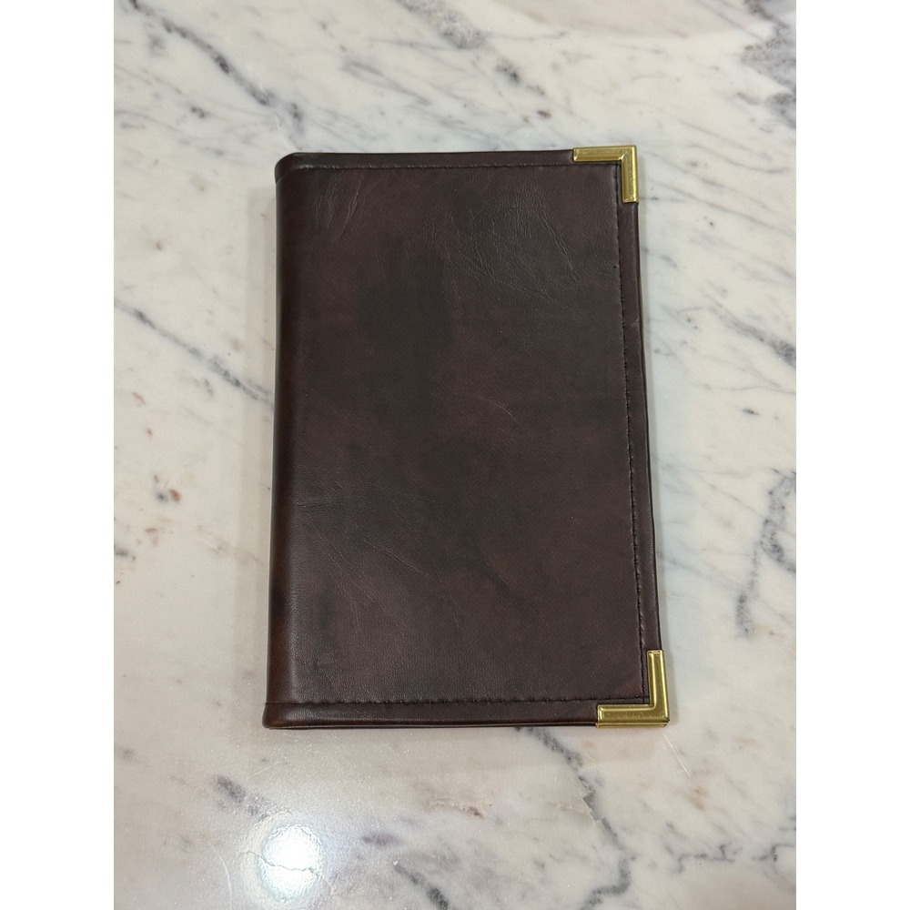 Vintage The Locator Index Address Book Brown Faux Leather Gold Corners Dispencil